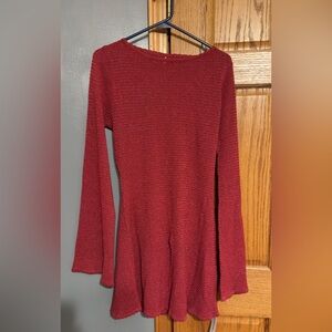 Red Knit Long sleeve dress.